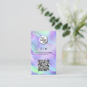 Monogram Holographic QR Code Visitenkarte (Stehend Vorderseite)