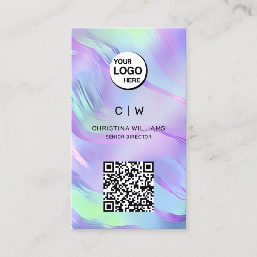 Monogram Holographic QR Code Visitenkarte (Vorderseite)