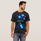 Monogram Holographische Cyberpunk Hexagon Tiles T-Shirt (Vorne ganz)