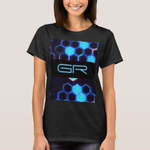 Monogram Holographische Cyberpunk Hexagon Tiles T-Shirt