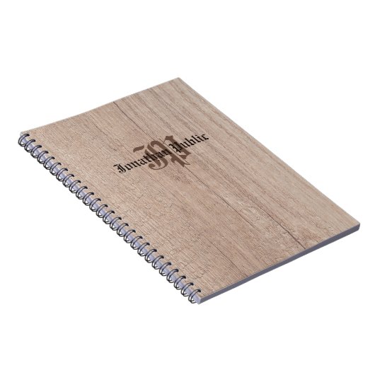 Monogram Holzbrett sieht alte Skriptvorlage aus Notizblock (Rechte Seite)