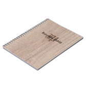 Monogram Holzbrett sieht alte Skriptvorlage aus Notizblock (Linke Seite)