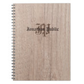 Monogram Holzbrett sieht alte Skriptvorlage aus Notizblock (Vorderseite)