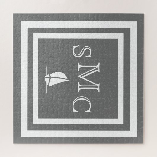 MONOGRAM Holzkohle Grau Festfarbe schlicht Puzzle (Horizontal)