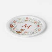 Monogram-Holzland-Kranz-Papierteller Pappteller (Schrägansicht)