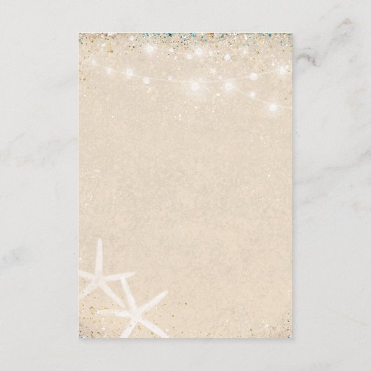 Monogram Hörer bei der Hochzeit am Sandstrand Begleitkarte (Rückseite)