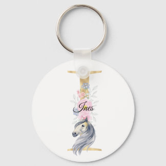 Monogram horse cute floral girly equestrian name   schlüsselanhänger