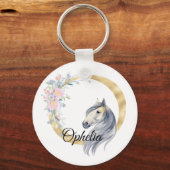 Monogram horse cute floral girly equestrian name   schlüsselanhänger (Vorderseite)