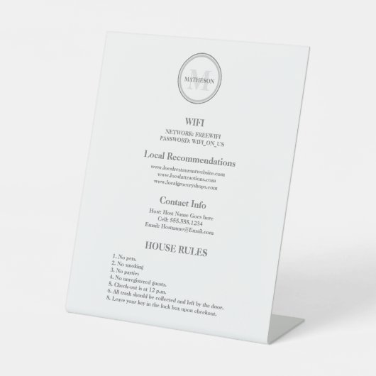 Monogram Hospitality Hotel Guest Wifi und Regeln Sockelschild (Vorderseite)