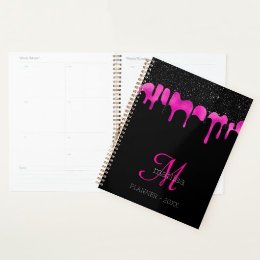 Monogram Hot Pink & Black Driving Glitzer Glam Planer (Anzeige)