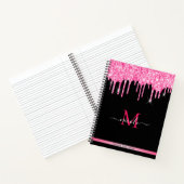 Monogram Hot-Pink-Drilling-Glitzer Schwarzes Noteb Notizblock (Innenseite)