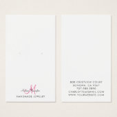 Monogram Hot Pink Earring Juwelier Display Card (Vorne & Hinten)