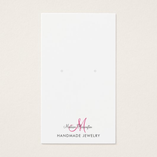Monogram Hot Pink Earring Juwelier Display Card (Vorderseite)