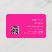 Monogram Hot Pink Einfacher Moderner QR-Code Visitenkarte (Rückseite)