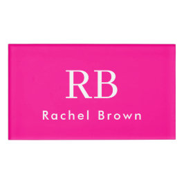 Monogram Hot Pink Elegant Feminine Minimalistisch Namenschild