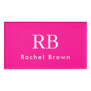 Monogram Hot Pink Elegant Feminine Minimalistisch Namenschild