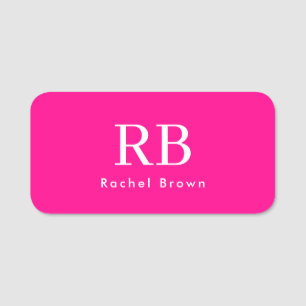 Monogram Hot Pink Elegant Feminine Minimalistisch Namensschild