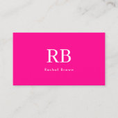 Monogram Hot Pink Elegant Feminine Minimalistisch Visitenkarte (Vorderseite)