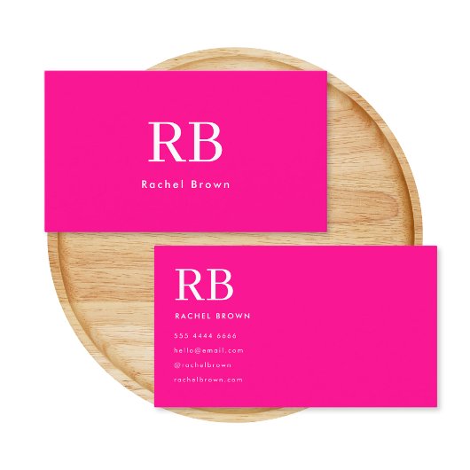 Monogram Hot Pink Elegant Feminine Minimalistisch Visitenkarte