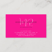 Monogram Hot Pink Elegant Feminine Minimalistisch Visitenkarte (Rückseite)
