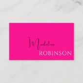 Monogram Hot Pink Elegant Feminine Minimalistisch Visitenkarte (Vorderseite)
