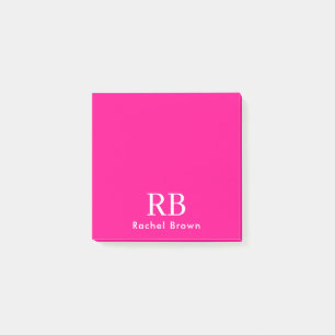 Monogram Hot Pink Elegant Girly Minimalistisch Post-it Klebezettel