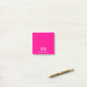 Monogram Hot Pink Elegant Girly Minimalistisch Post-it Klebezettel (Auf Schreibtisch)