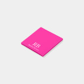 Monogram Hot Pink Elegant Girly Minimalistisch Post-it Klebezettel (angewinkelt)