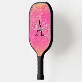 Monogram Hot-Pink-Glitzer Name hinzufügen + Initia Pickleball Schläger (Links)