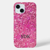 Monogram Hot Pink Glitzer Sparkle Girly Glam Trend Case-Mate iPhone Hülle (Rückseite)