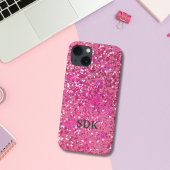 Monogram Hot Pink Glitzer Sparkle Girly Glam Trend Case-Mate iPhone Hülle