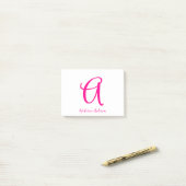 Monogram Hot Pink Modern Feminine Post-it Klebezettel (Auf Schreibtisch)