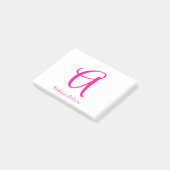 Monogram Hot Pink Modern Feminine Post-it Klebezettel (angewinkelt)