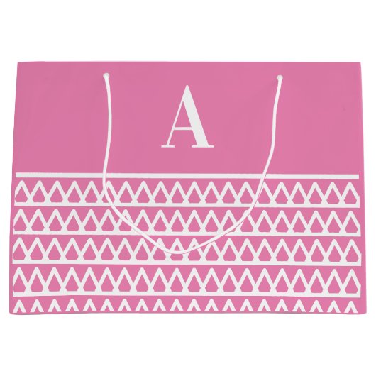 Monogram Hot Pink Muster Weihnachten Große Geschenktüte (Vorderseite)