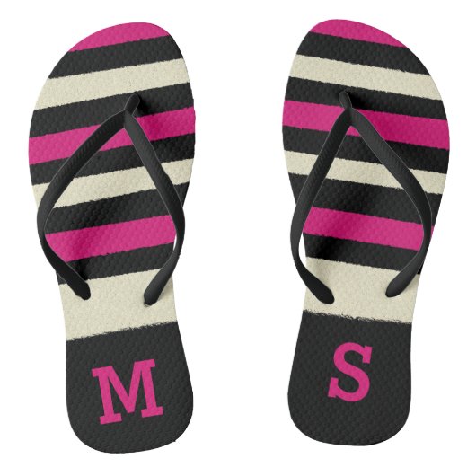 Monogram Hot Pink Niedlich Modern Modern Pattern Badesandalen (Fußbett)
