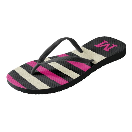 Monogram Hot Pink Niedlich Modern Modern Pattern Badesandalen (Schrägansicht)