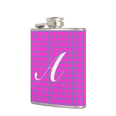 Monogram Hot Pink Niedlich Modern Modern Pattern Flachmann (Links)