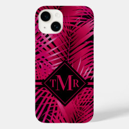 Monogram Hot Pink Palm Case-Mate iPhone 14 Hülle
