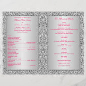 Monogram Hot Pink, Silver Floral Wedding Program (Rückseite)