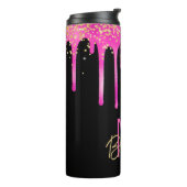 Monogram Hot Pink Tropfen Moderne Personalisierte Thermosbecher (Nach links gedreht)