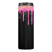 Monogram Hot Pink Tropfen Moderne Personalisierte Thermosbecher (Rückseite)