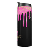 Monogram Hot Pink Tropfen Moderne Personalisierte Thermosbecher (Nach rechts gedreht)