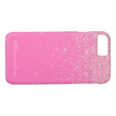 Monogram, Hot Pink und Glitzer-Sparkon Case-Mate iPhone Hülle (Rückseite (Horizontal))