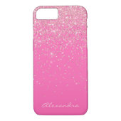 Monogram, Hot Pink und Glitzer-Sparkon Case-Mate iPhone Hülle (Rückseite)