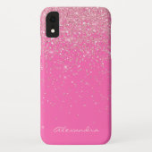 Monogram, Hot Pink und Glitzer-Sparkon Case-Mate iPhone Hülle (Rückseite)