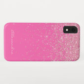 Monogram, Hot Pink und Glitzer-Sparkon Case-Mate iPhone Hülle (Rückseite (Horizontal))