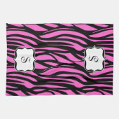 Monogram Hot Pink Zebra Print Kittuch Handtuch (Horizontal)