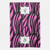 Monogram Hot Pink Zebra Print Kittuch Handtuch (Vertikal)