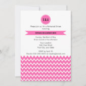 Monogram Hot Pink Zigzag Muster Probe Dinner Einladung (Vorderseite)
