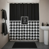 Monogram Houndstooth Pattern Black & White Duschvorhang